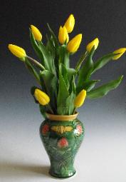 Bees in Clover Vase by Mary Philpott