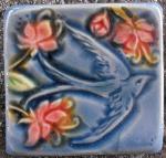 Tree swallow in cherry blossom tree tile by Verdant Tile