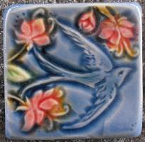 Tree swallow in cherry blossom tree tile by Verdant Tile