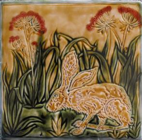 Jack Rabbit in Grasses 12 inch tile by Verdant Tile. Copyright protected.