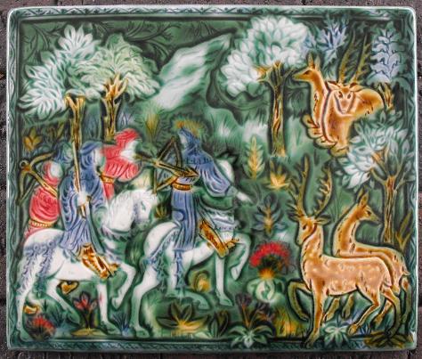 Medieval Hunters and Deer Tile. Copyright Verdant Tile