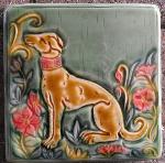 Medieval Hunting Hound 6 inch tile. Copyright Verdant Tile