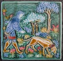 Medieval Hunter and Hound on Scent Tile. Copyright Verdant Tile
