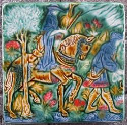 Medieval Huntsman and Noble Tile. Copyright Verdant Tile