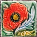 Poppy and leaf tile by Verdant Tile