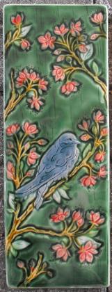 Tree Swallow in Cherry Blossom Tree tile.face right. by Verdant Tile