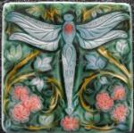 Art Nouveau Dragonfly designed by Verdant tile. copyright Verdant Tile.