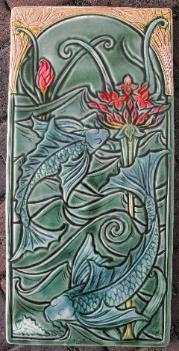 Art Nouveau Style Fish Tile. Copyright Verdant Tile.