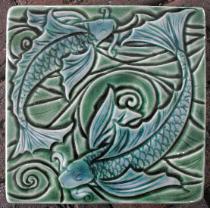 Art nouveau Fish inspired by Verneiul Tile. Copyright Verdant Tile