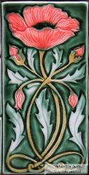 art nouveau poppy original design by Verdant Tile