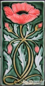 art nouveau poppy original design by Verdant Tile