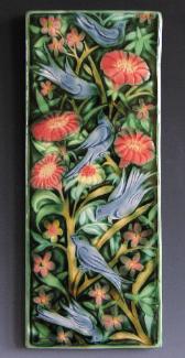 DeMorgan Inspired Birds in Foliage Tile. copyright Verdant tile