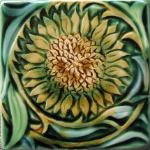 DeMorgan Inspired Sunflower Tile. copyright Verdant Tile.
