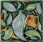 DeMorgan Inspired Sunflower Vine Tile. copyright Verdant Tile.