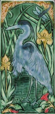Great Blue Heron Tile, design by Mary Philpott. Copyright protected Verdant tile.