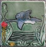 Great Blue Heron Flying Tile. Copyright Verdant Tile