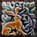 Brocade hare tile. copyright Verdant Tile
