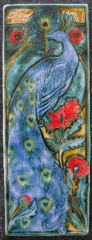 Peacock in Garden of Dreams Tile. Design by and Copyright Verdant Tile