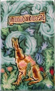 Hare in Woodland tile Morris inspired. copyright protected Verdant Tile.