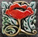 Avignon Poppy tile 4 inch, design and copyright Verdant Tile