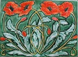 Ragged Poppeis tile design by Mary Philpott. Copyright Verdant Tile
