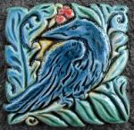Raven in Avignon tile. Design and copyright Verdant tile.