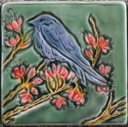 Tree Swallow in a Sakura Tree tile. by Verdant Tile