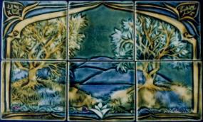 Two Trees Tile Mural, Design and copyright Verdant Tile