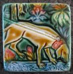 Medieval Hound Hunting tile. copyright verdant tile