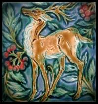 Medieval Deer in Rowan, Blue-Pink Colourway by Verdant Tile