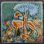 Mother and pups medieval hound tile. copyright Verdant Tile