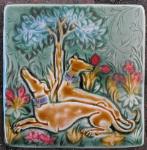 Hounds resting after the hunt tile. copyright Verdant Tile