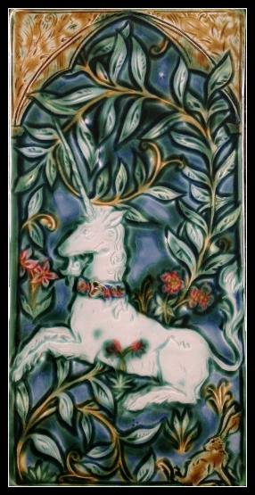 The Unicorn and the Hare 8x16 tile by Mary Philpott