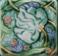 Morris Pimpernel tile. copyright Verdant Tile.